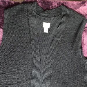 Chico's Black Sweater Vest Open-Front Cardigan Vest